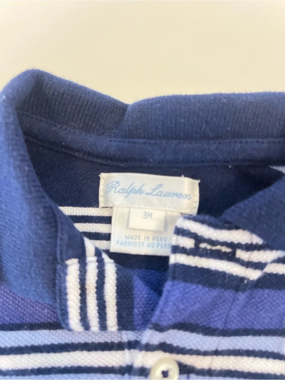Ralph Lauren Blue & White Striped Polo Shirt | Size 3M